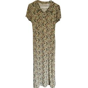American Eagle Outfitters Vintage 90s Green Floral Maxi Dress Women's Size 10